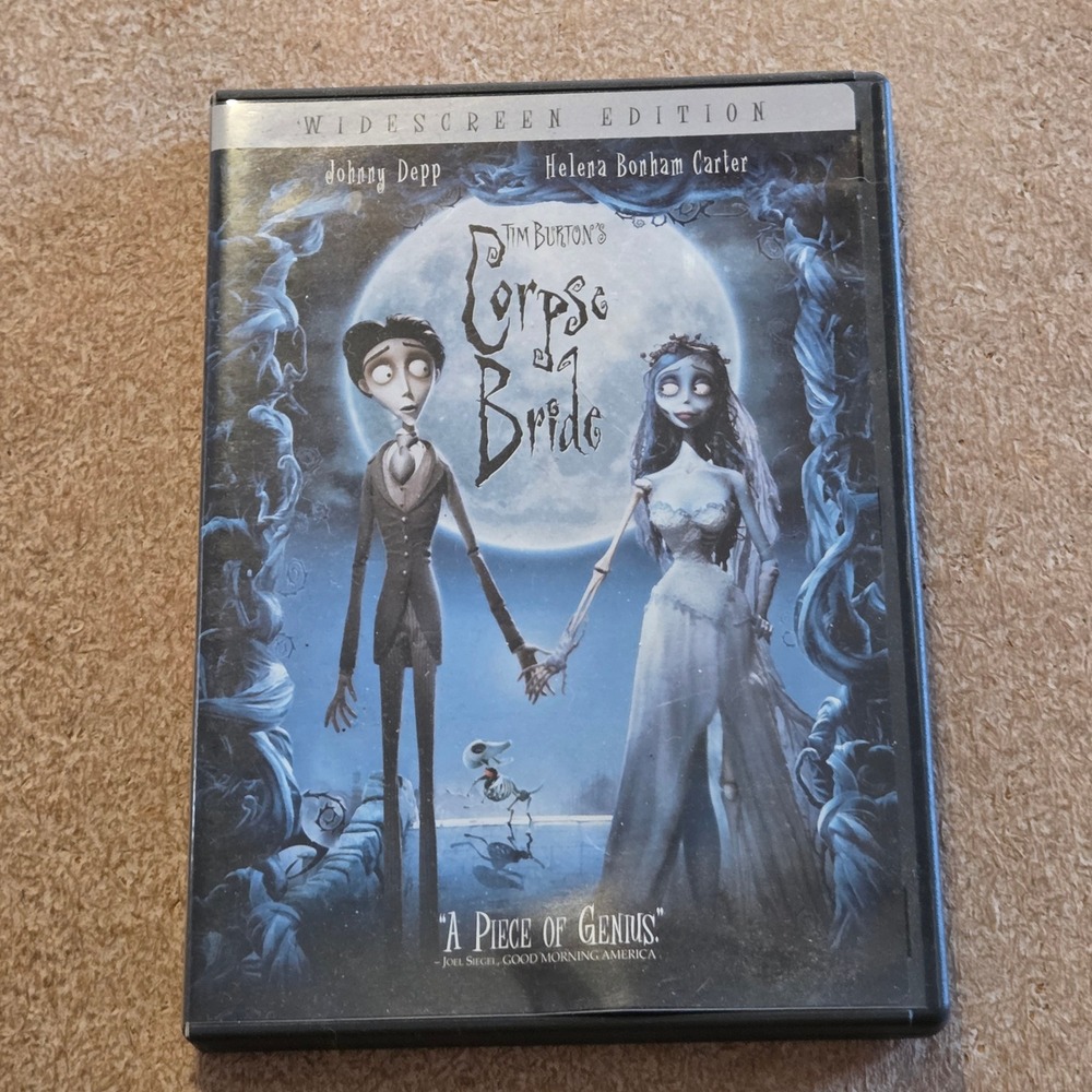 Warner Bros Tim Burton's Corpse Bride DVD Widescreen Johnny Depp Good 2005